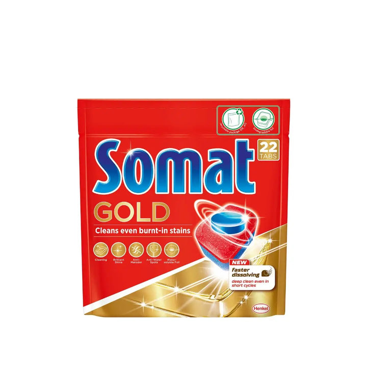 Somat Gold Cleans Even Burnt-in Stains Dishwasher Tabs - 22 Tabs
