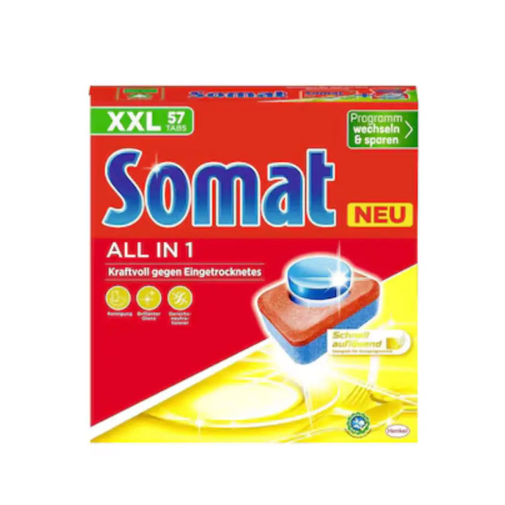 Somat All in 1 Cleans Dried-in Stains Dishwasher Tabs XXL Pack - 57 Tabs