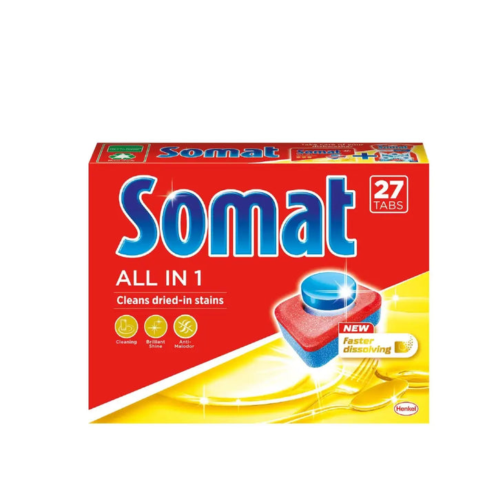 Somat All in 1 Cleans Dried-in Stains Dishwasher Tabs - 27 Tabs
