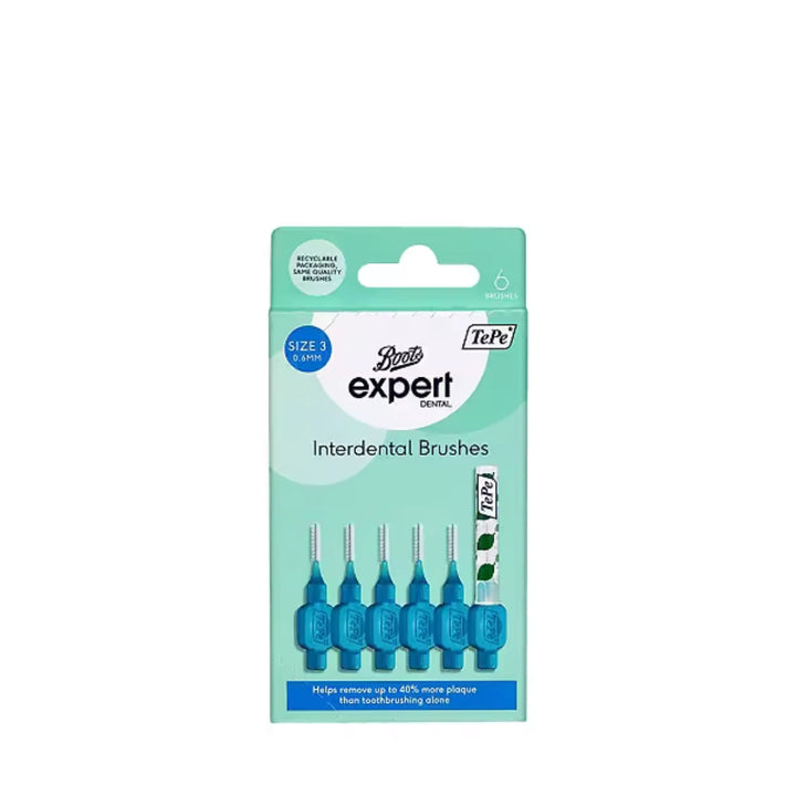 Boots Expert Dental TePe Interdental Brushes Size 3 (0.6mm) - 6 Brushes