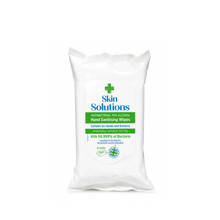 Skin Solutions Antibacterial 70% Alcohol Hand Sanitising Wipes - 30 Wipes