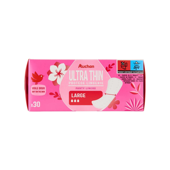 Auchan Ultra Thin Large Panty Liners - 30 Pack
