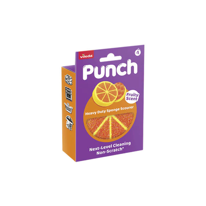 Vileda Punch Fruity Scent Heavy Duty Non-Scratch Sponge Scourer