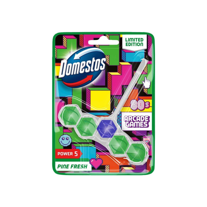 Domestos Power 5 Limited Edition 80s Arcade Games Pine Fresh Toilet Rim Block