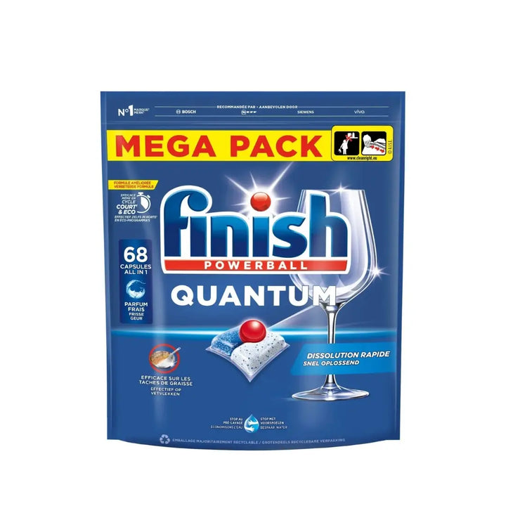 Finish Quantum Powerball All in 1 Dishwasher Capsules Regular Mega Pack - 68 Capsules